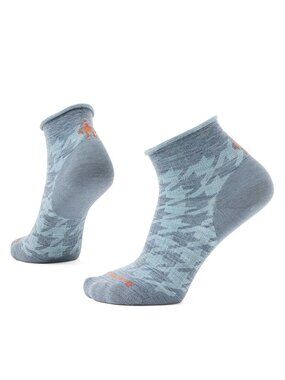 SmartWool Zero Cushion Hounds Tooth Ankle Socks Women's Large NWT Pewter Blue